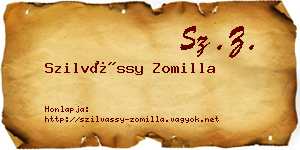 Szilvássy Zomilla névjegykártya